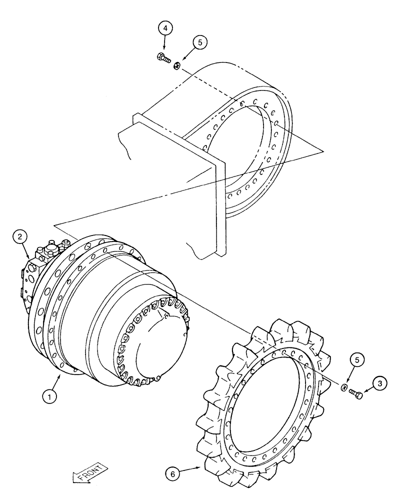Схема запчастей Case 9040 - (6-02) - FINAL DRIVE TRANSMISSION AND TRACK DRIVE MOTOR (06) - POWER TRAIN