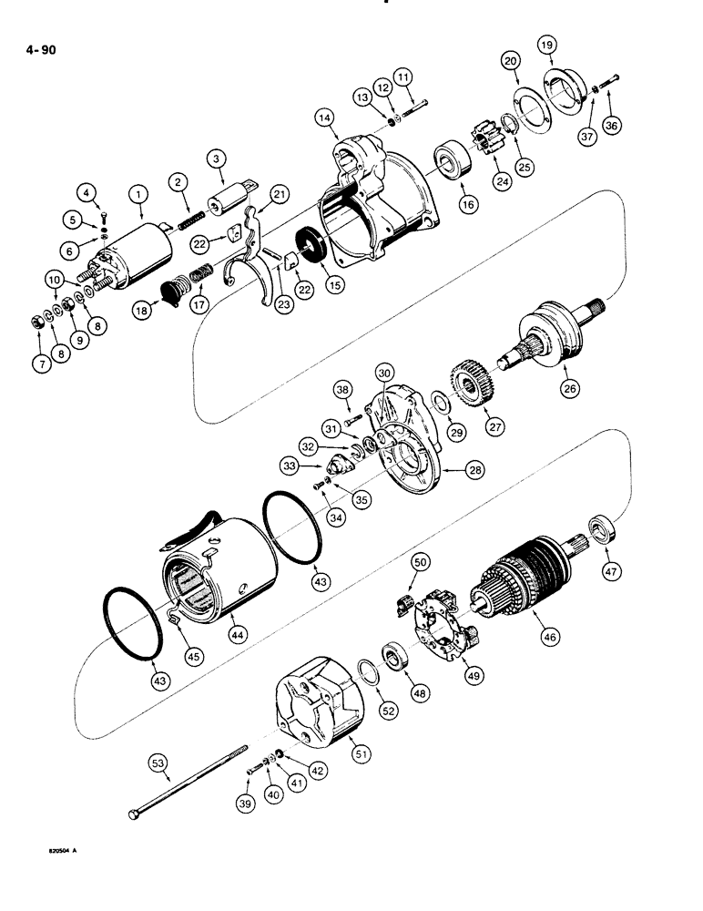 Схема запчастей Case DH4B - (4-090) - STARTER - H421099 (04) - ELECTRICAL SYSTEMS