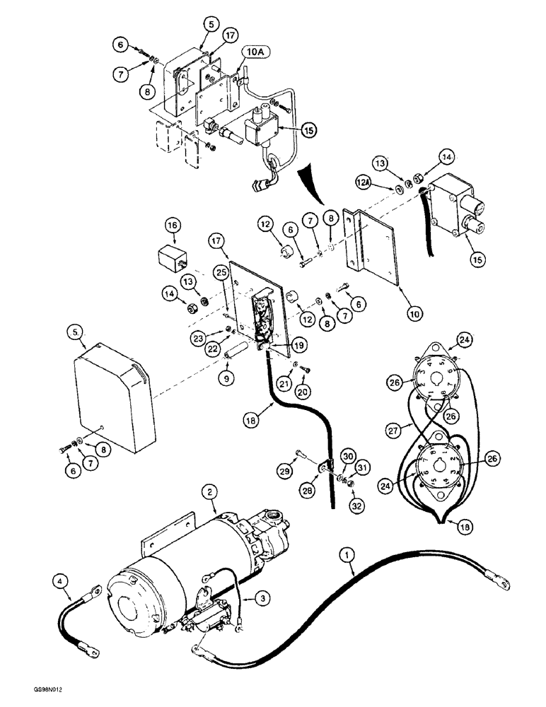 Схема запчастей Case 621B - (4-35A) - AUXILIARY STEERING ELECTRICAL CIRCUIT, P.I.N. JEE0042310 AND AFTER (04) - ELECTRICAL SYSTEMS
