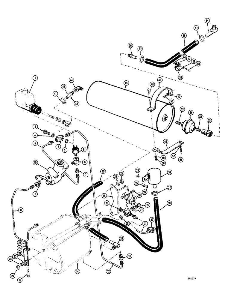 Схема запчастей Case W10B - (112) - HYDROVAC BRAKE SYSTEM, GAS ENGINE, HYDROVAC CYLINDER, RESERVE TANK AND FILTERS (07) - BRAKES