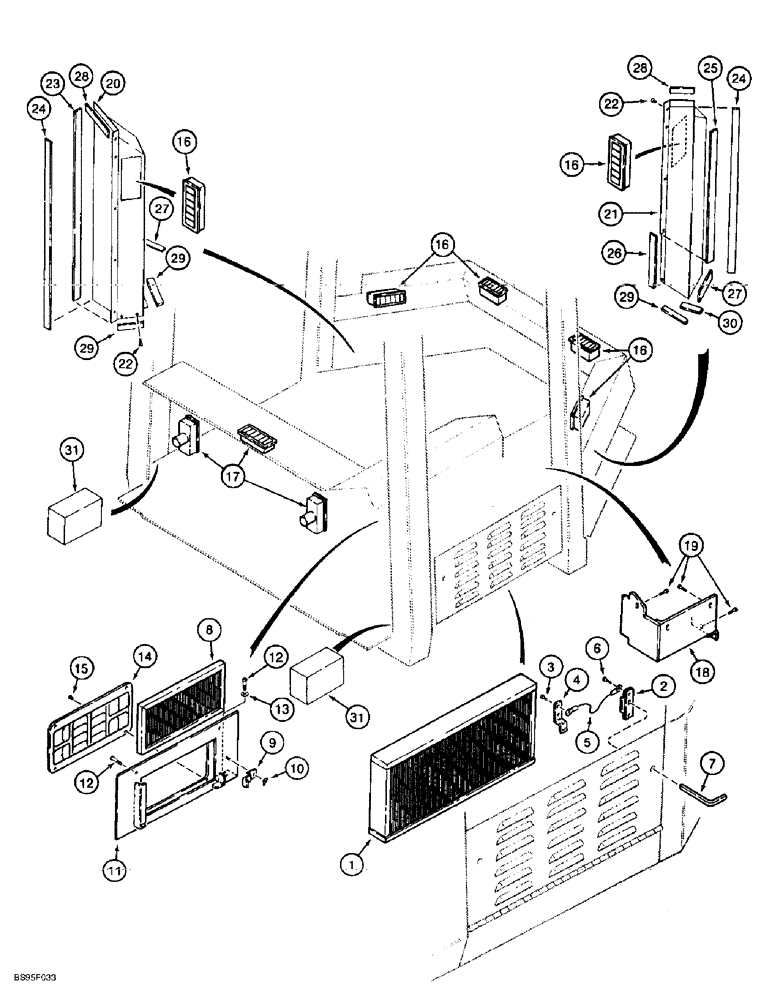 Схема запчастей Case 621B - (9-064) - CAB FILTERS, VENTS, AND LOUVERS (09) - CHASSIS/ATTACHMENTS