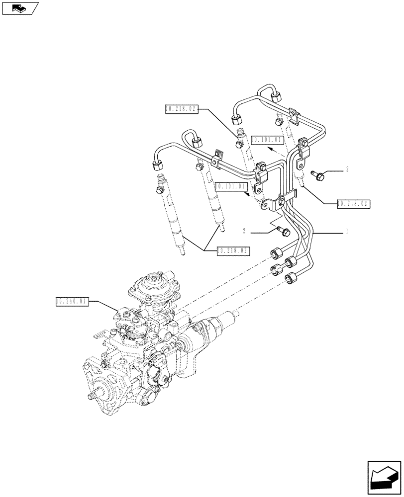 Схема запчастей Case F5CE5454C A003 - (10.218.01[03]) - INJECTION EQUIPMENT - PIPING (504207956) (10) - ENGINE