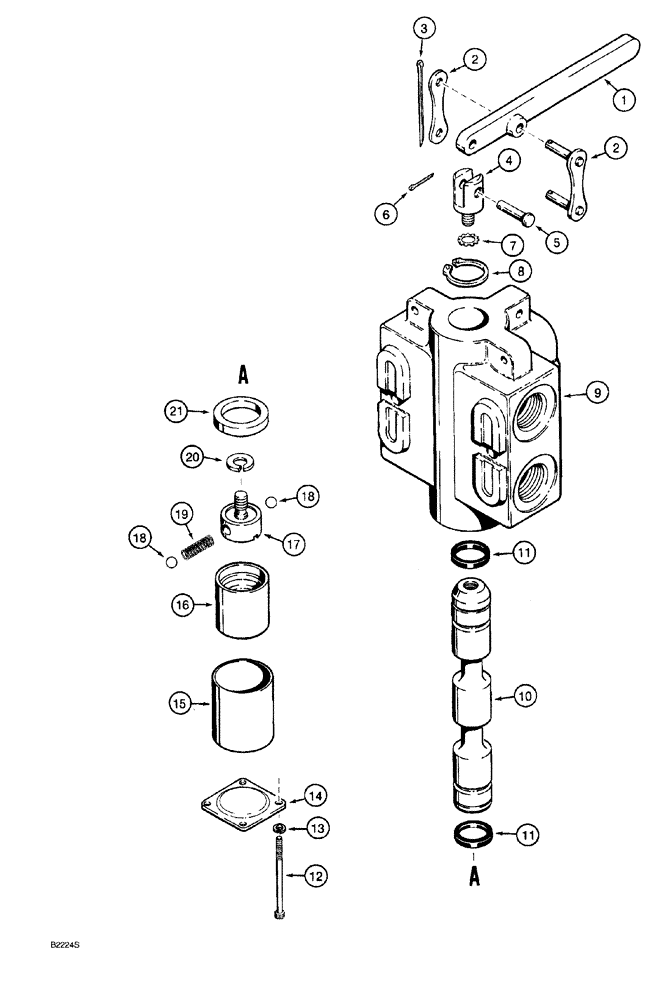 Схема запчастей Case 760 - (08-166) - TRENCHER/PLOW SELECTOR VALVE, USED ON MODELS WITH QUAD OPTION (35) - HYDRAULIC SYSTEMS