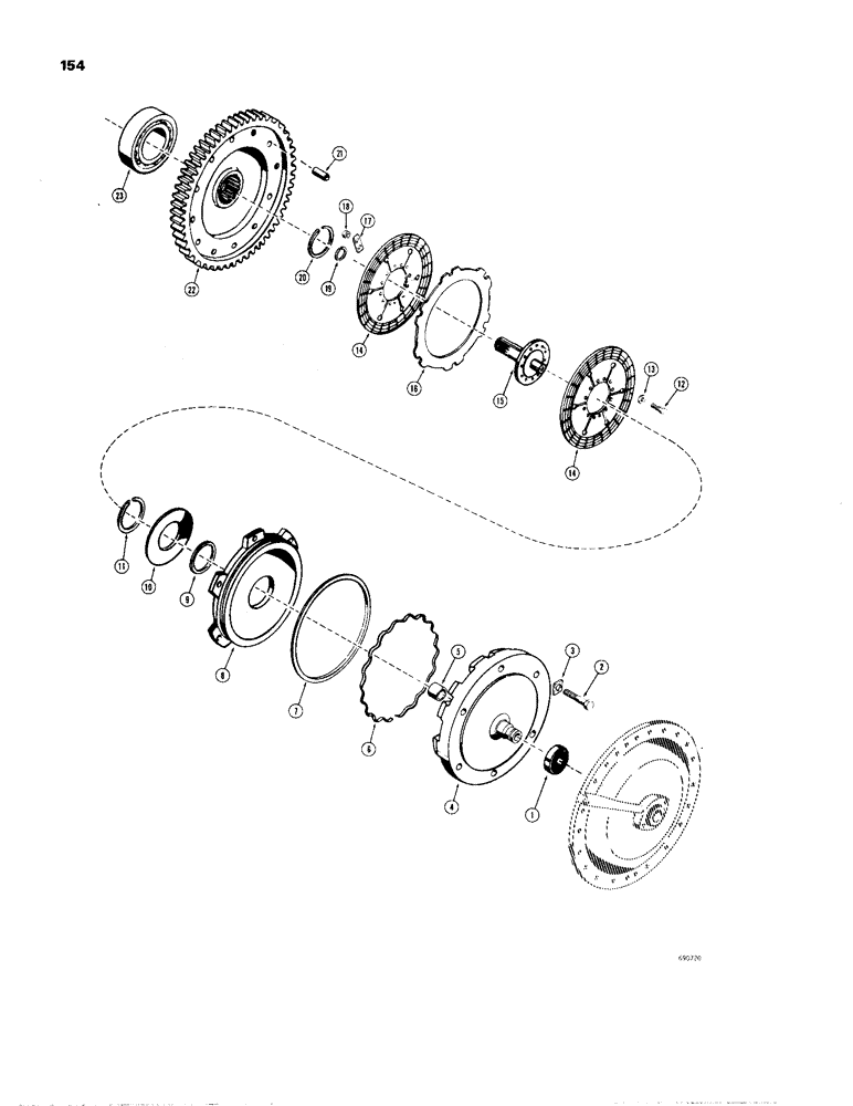 Схема запчастей Case W24B - (154) - TRANSMISSION, HIGH RANGE CLUTCH AND TRANSFER GEAR (06) - POWER TRAIN