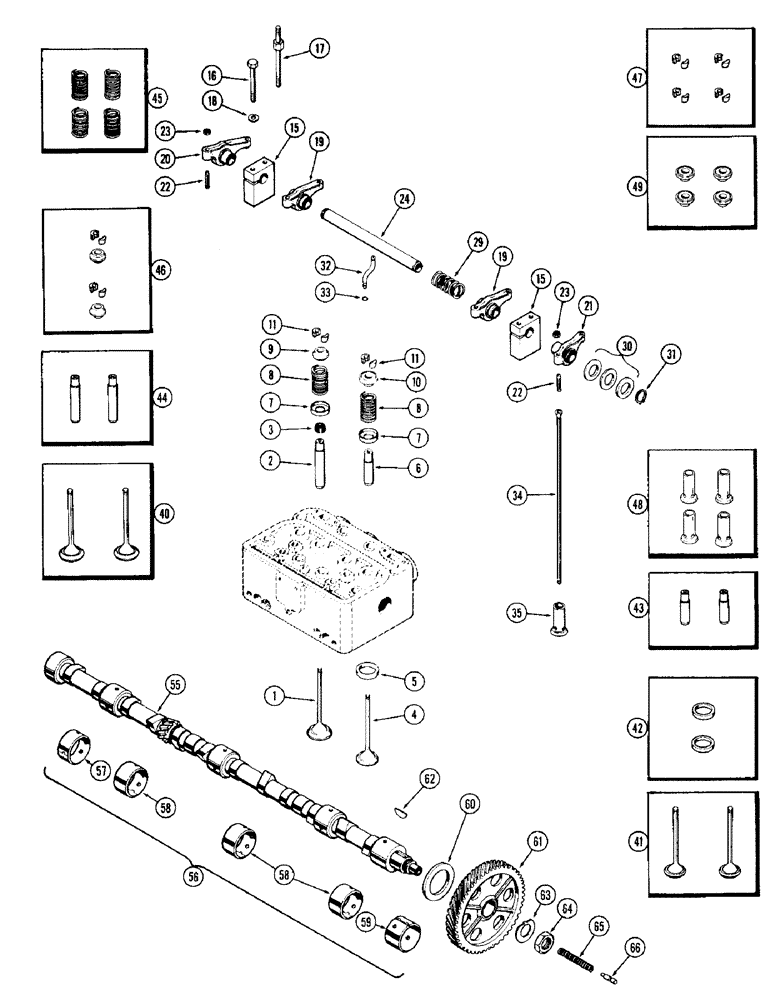 Схема запчастей Case W10C - (014) - VALVE MECHANISM AND CAMSHAFT, (401) DIESEL ENGINE (02) - ENGINE