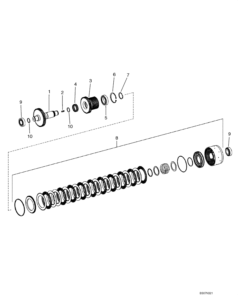 Схема запчастей Case 521E - (06-12) - TRANSMISSION - CLUTCH ASSY, FORWARD (06) - POWER TRAIN