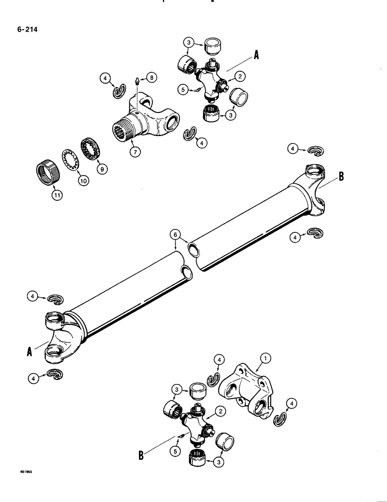 Схема запчастей Case 580K - (06-214) - DRIVE SHAFT FOR FRONT DRIVE AXLE (06) - POWER TRAIN