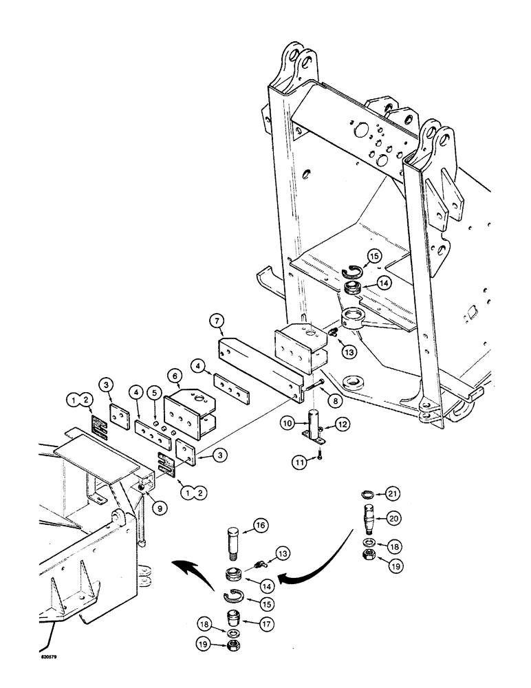 Схема запчастей Case W4 - (190) - FRAME ARTICULATION JOINT (09) - CHASSIS/ATTACHMENTS