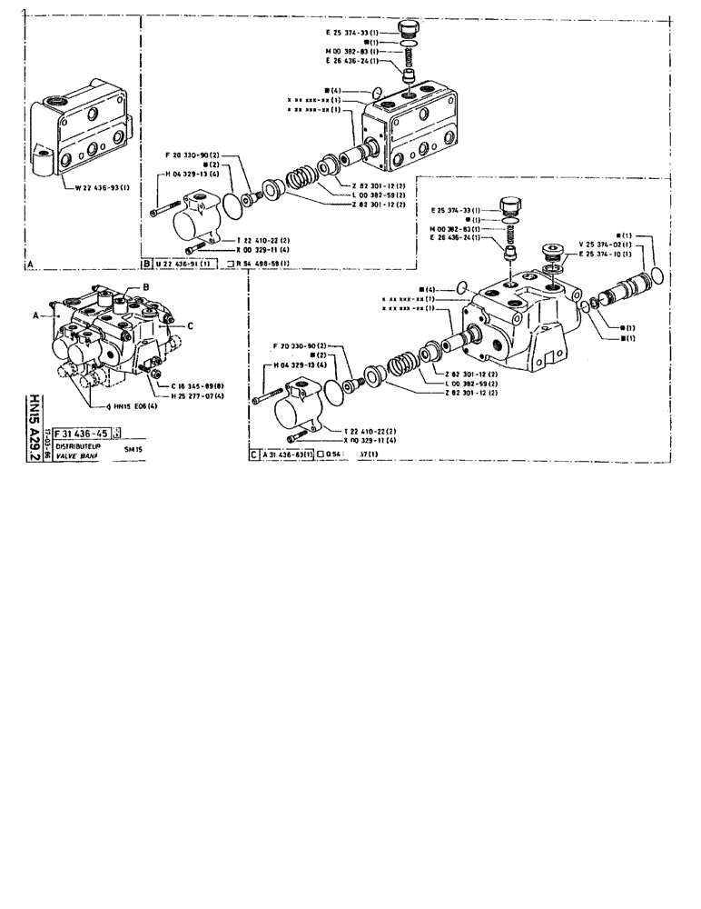 Схема запчастей Case 90BCL - (287) - VALVE BANK SM 15 (07) - HYDRAULIC SYSTEM
