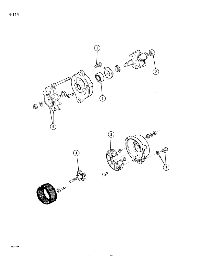 Схема запчастей Case 1825 - (4-114) - ALTERNATOR, GASOLINE MODELS (04) - ELECTRICAL SYSTEMS