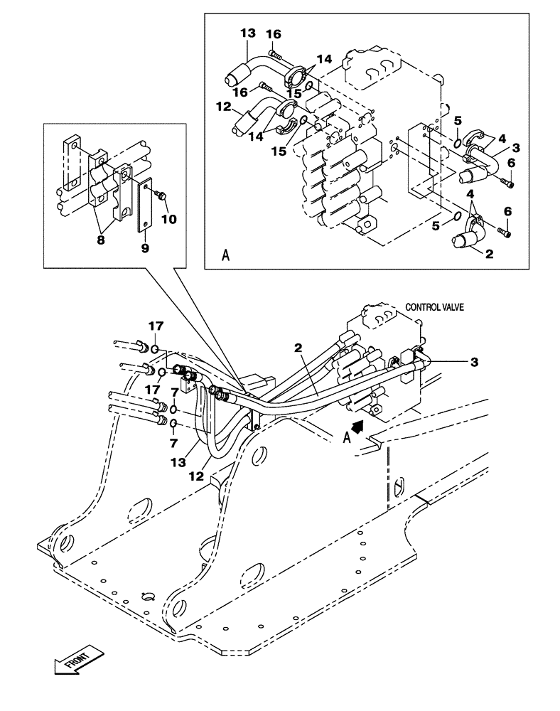 Схема запчастей Case CX250C - (08-010[00]) - HYDRAULIC CIRCUIT - DIPPER AND BUCKET CYLINDER (08) - HYDRAULICS