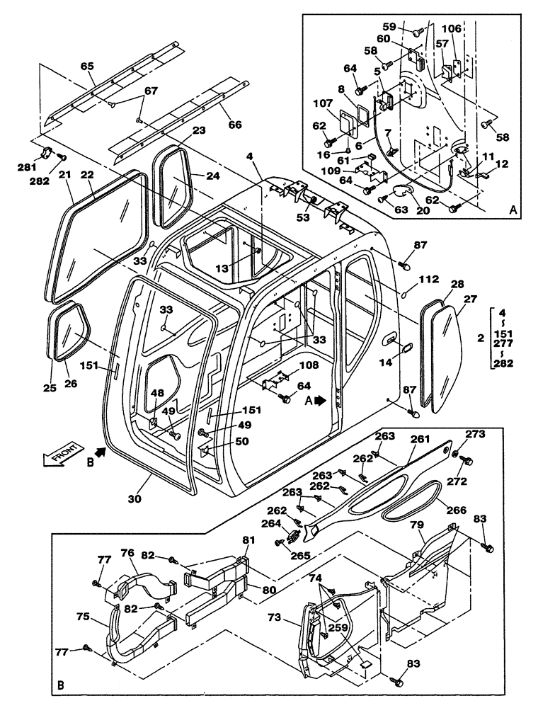 Схема запчастей Case CX350 - (09-071-00[01]) - CAB AND GLASS (09) - CHASSIS