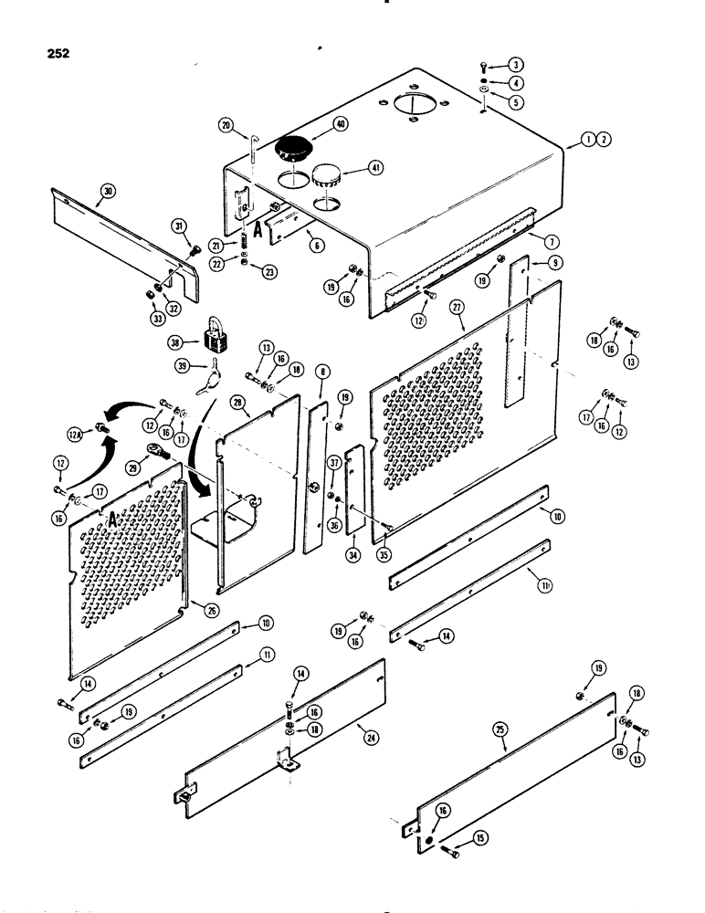 Схема запчастей Case 450B - (252) - HOOD AND SIDE PANELS (05) - UPPERSTRUCTURE CHASSIS