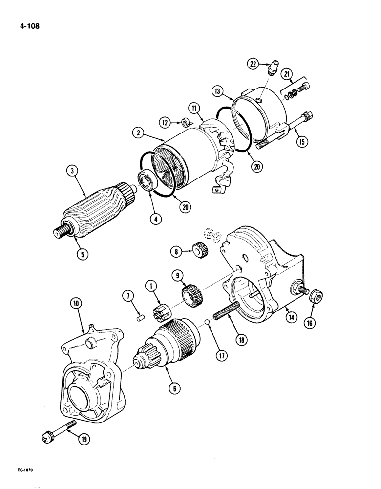 Схема запчастей Case 1825 - (4-108) - STARTER MOTOR, DIESEL MODELS (04) - ELECTRICAL SYSTEMS