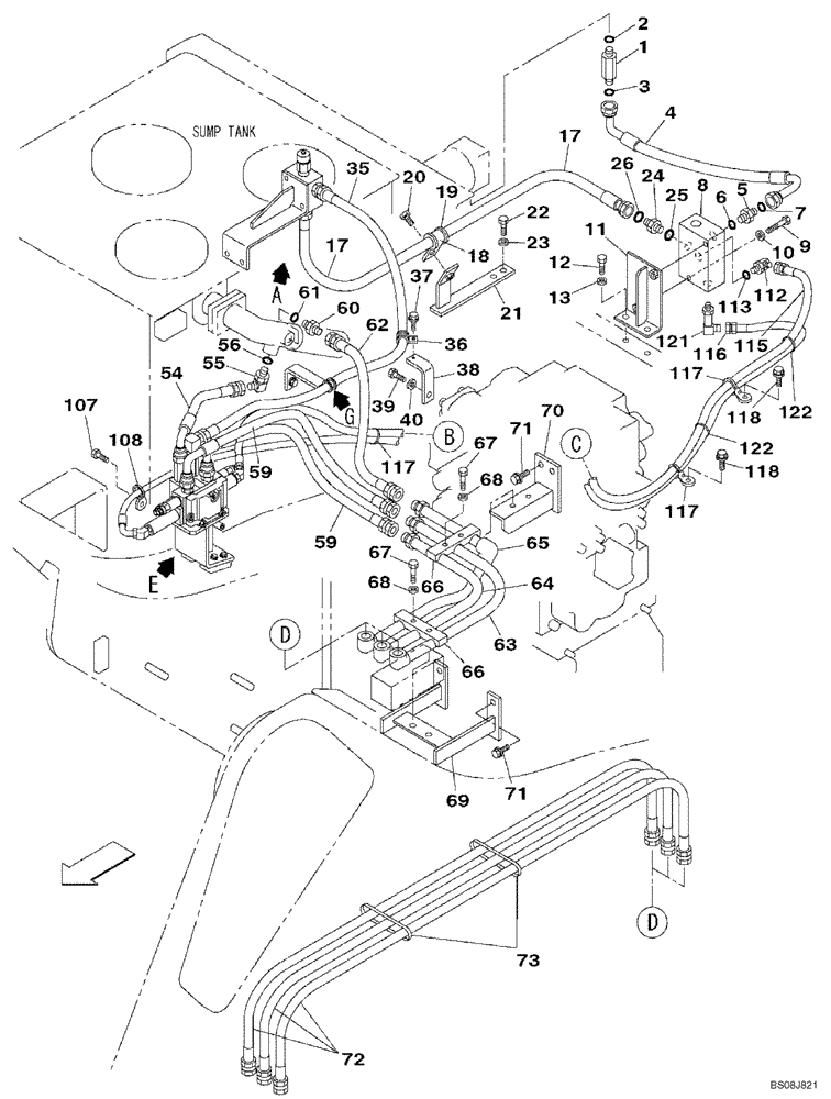 Схема запчастей Case CX800B - (08-82) - HYDRAULIC CIRCUIT - SMALL FLOW (08) - HYDRAULICS