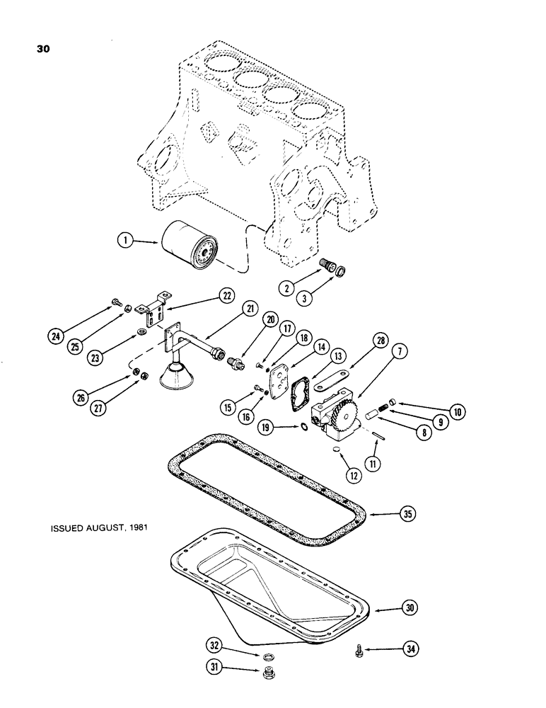 Схема запчастей Case 480C - (030) - OIL FILTER, 188 DIESEL ENGINE, FIXED SCREEN TYPE (10) - ENGINE