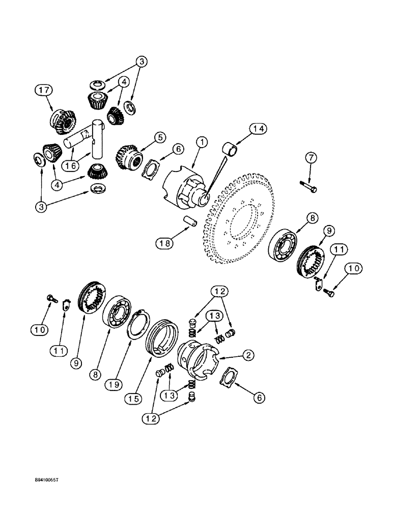 Схема запчастей Case 580SL - (6-54) - REAR DRIVE AXLE, DIFFERENTIAL (06) - POWER TRAIN