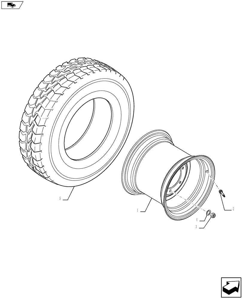 Схема запчастей Case 580SN - (44.511.0601) - VAR - 8201110 - WHEELS, FRONT - TIRES - 4WD (44) - WHEELS