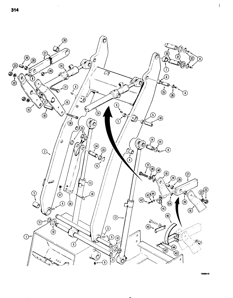 Схема запчастей Case 680G - (314) - LOADER LIFT FRAME AND RELATED PARTS (09) - CHASSIS/ATTACHMENTS