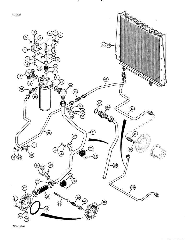Схема запчастей Case 580K - (08-292) - EQUIPMENT HYDRAULIC SYSTEM, OIL COOLER LINES, RETURN LINES, AND FILTER (08) - HYDRAULICS