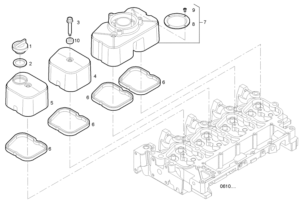 Схема запчастей Case F4GE9454K J604 - (0630.028) - CYL. HEAD COVERS 