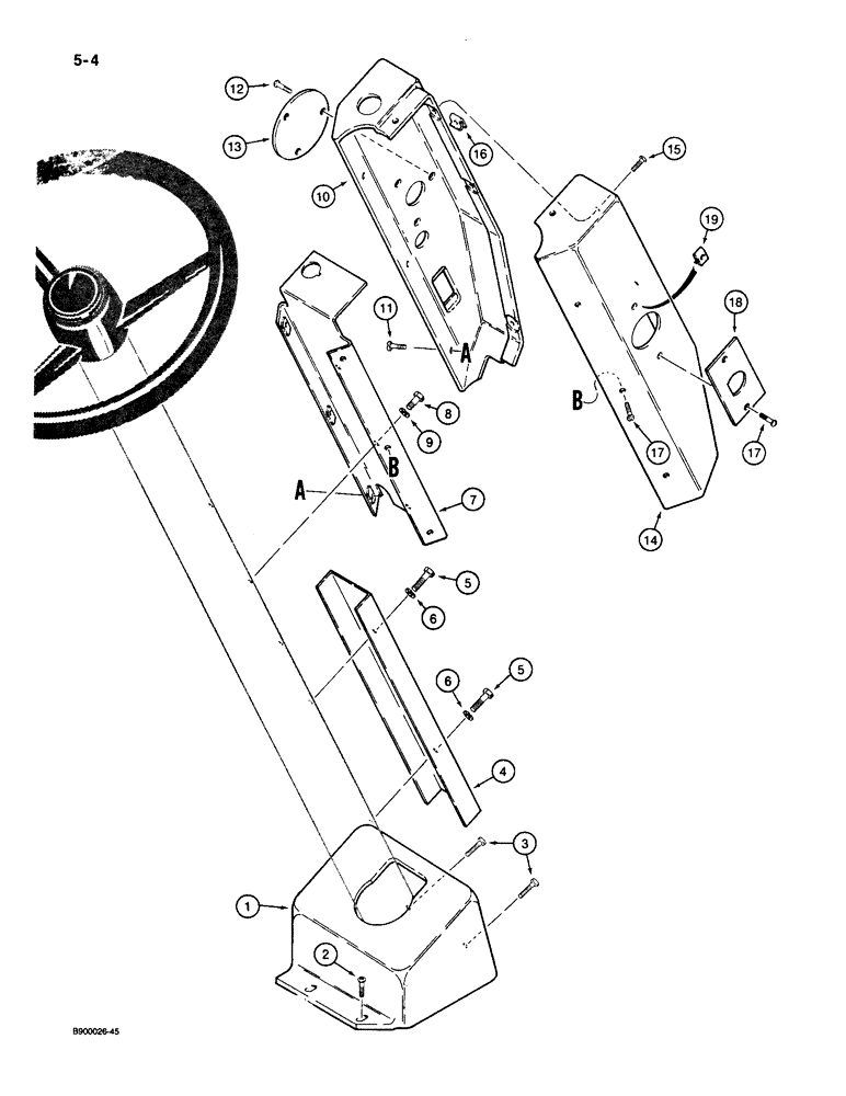 Схема запчастей Case 1085C - (5-04) - STEERING COLUMN CONSOLES AND COVERS (05) - STEERING