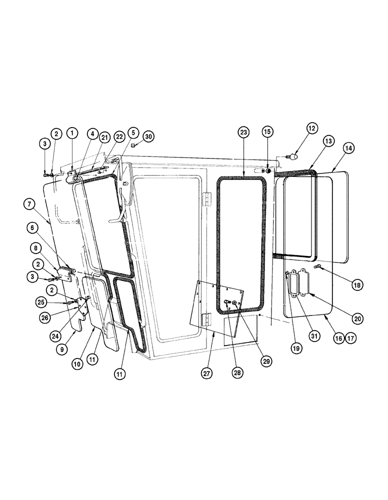 Схема запчастей Case 865 AWD - (09-056[01]) - CAB - WINDOWS ASSEMBLY (CLOSED CAB) (09) - CHASSIS