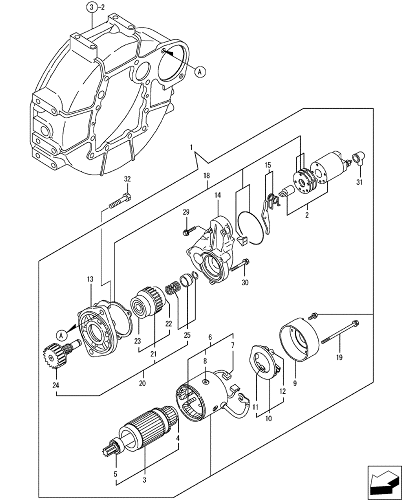 Схема запчастей Case CX50B - (08-015) - STARTING MOTOR (55) - ELECTRICAL SYSTEMS