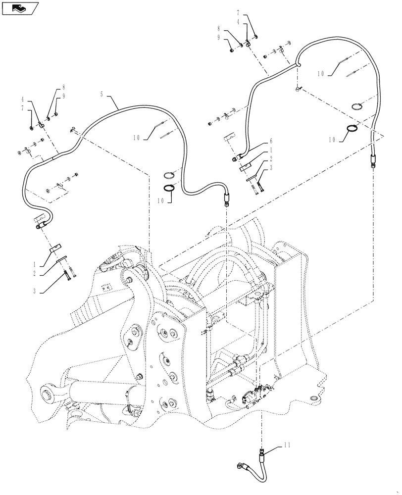 Схема запчастей Case 521F - (35.310.03) - COUPLER LINE INSTALLATION, XT LOADER ONLY (35) - HYDRAULIC SYSTEMS