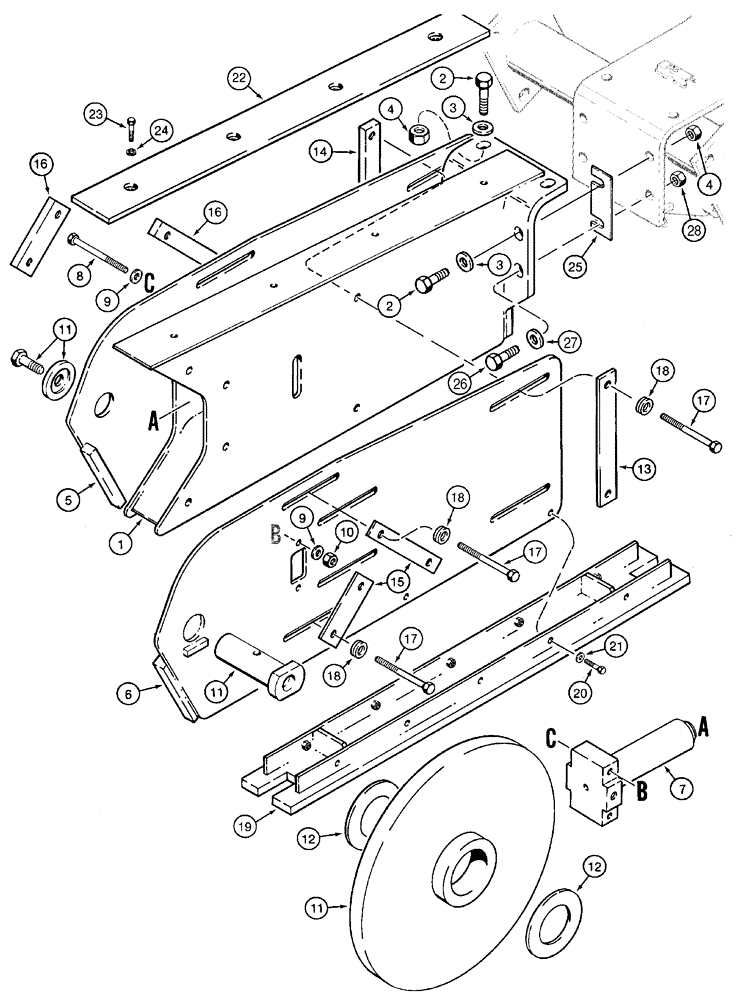 Схема запчастей Case 960 - (09-29) - MOUNTING BOOM, TRENCHER (09) - CHASSIS
