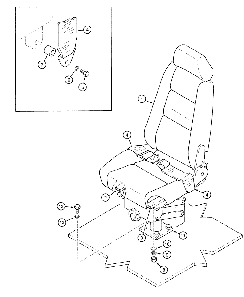 Схема запчастей Case 9040 - (9-36) - SEAT, SEAT BELT AND MOUNTING (09) - CHASSIS