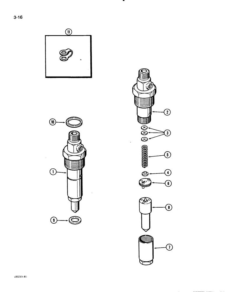 Схема запчастей Case 621 - (3-16) - FUEL INJECTION NOZZLE, 6T-590 ENGINE (03) - FUEL SYSTEM