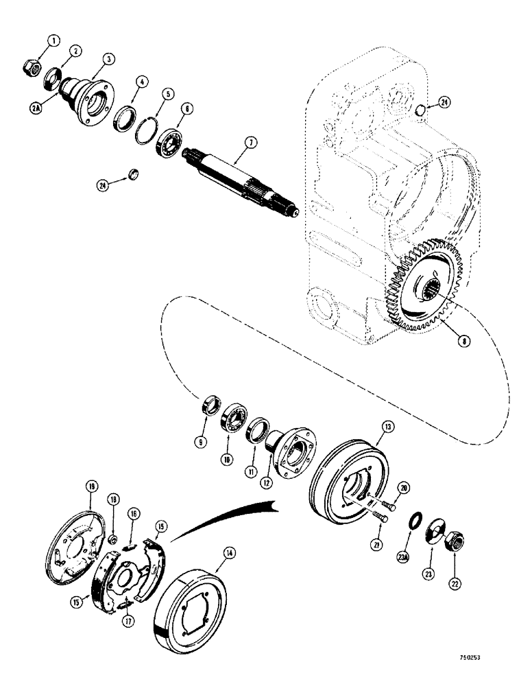 Схема запчастей Case 400C - (114) - POWERSHIFT TRANSMISSION, AXLE OUTPUT SHAFT AND PARKING BRAKE (06) - POWER TRAIN
