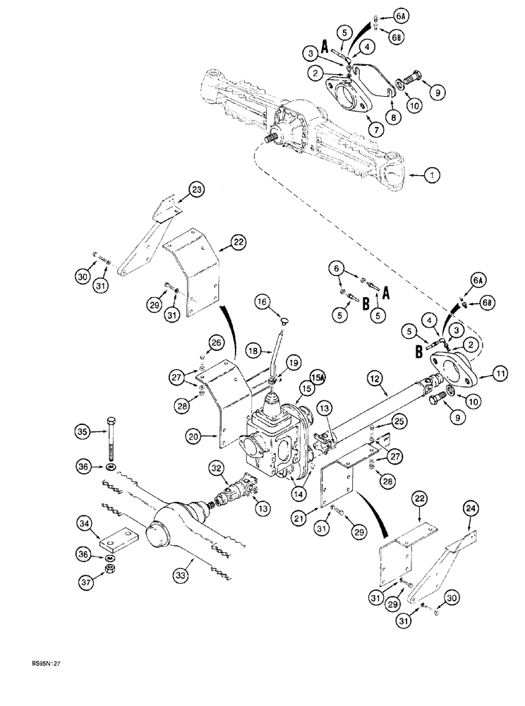 Схема запчастей Case 760 - (06-032) - DRIVE LINE MOUNTING (14) - MAIN GEARBOX & DRIVE