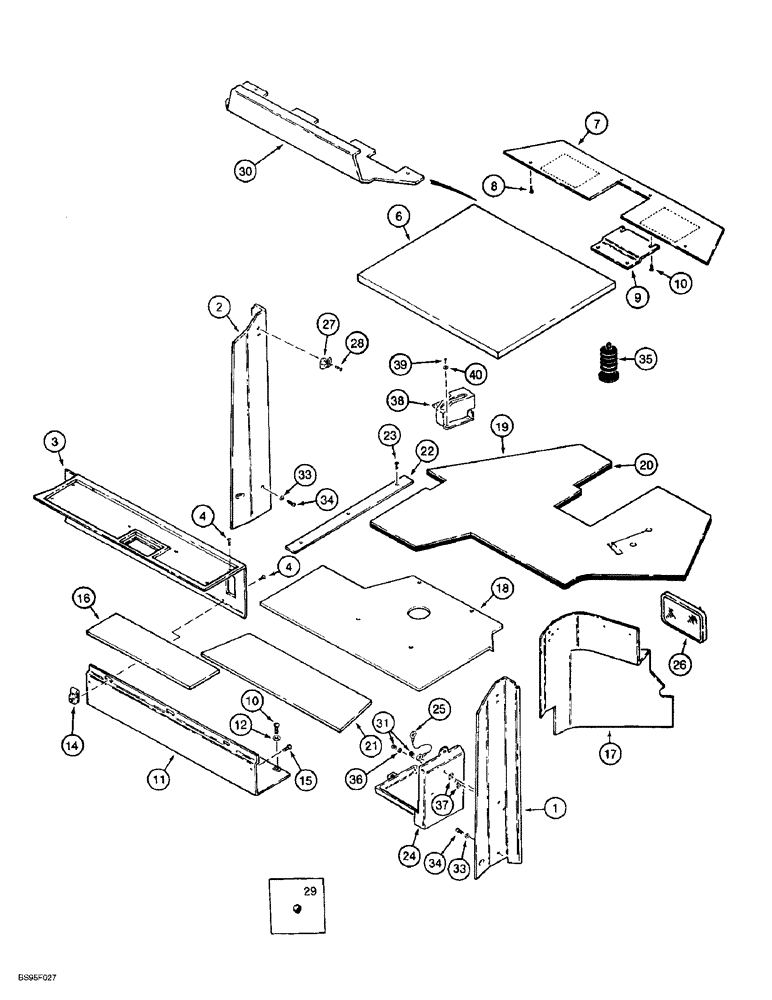 Схема запчастей Case 621B - (9-059A) - CAB INTERIOR, GRAY (09) - CHASSIS/ATTACHMENTS