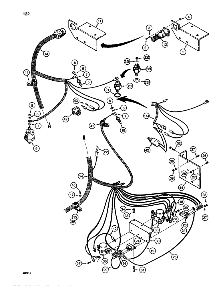 Схема запчастей Case W24C - (122) - ELECTRICAL SYSTEM, REAR HARNESS (04) - ELECTRICAL SYSTEMS