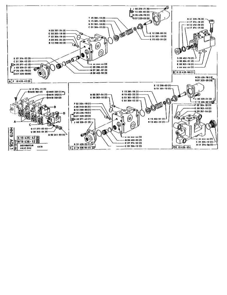 Схема запчастей Case 90BCL - (299) - VALVE BANK 4S19 (07) - HYDRAULIC SYSTEM