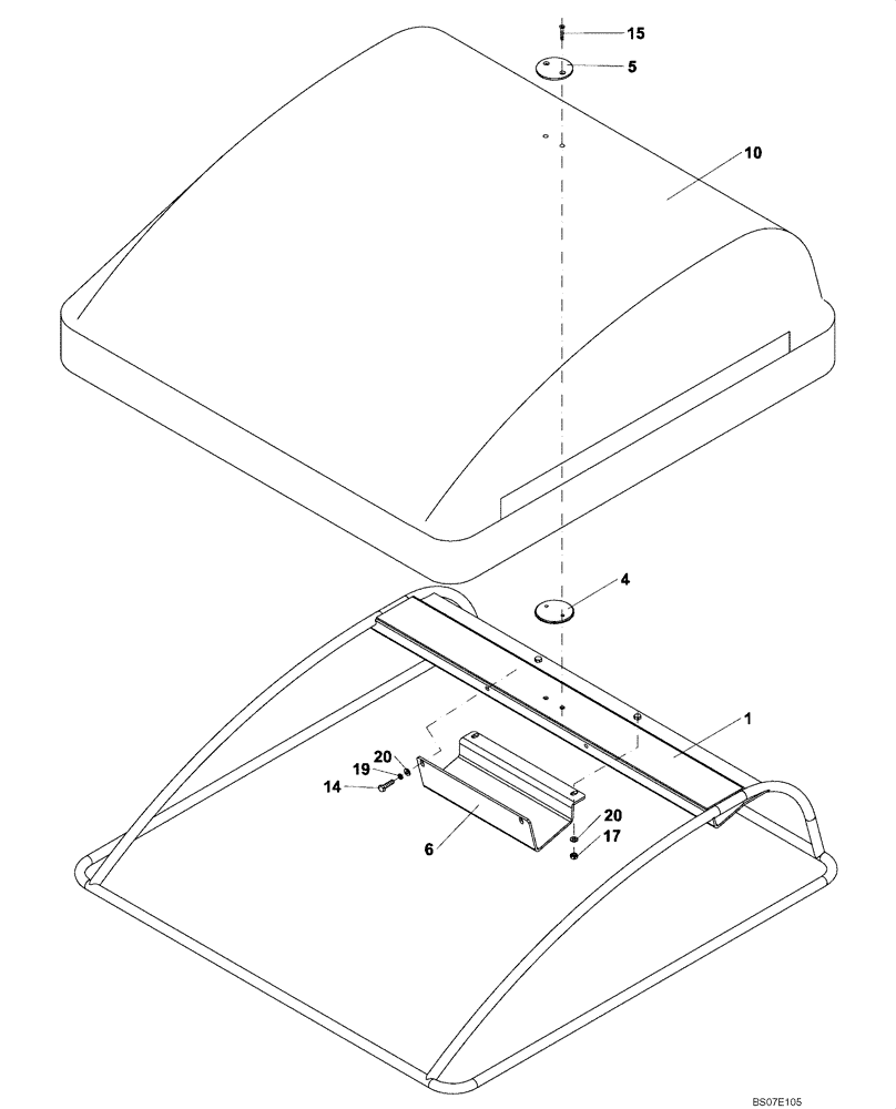 Схема запчастей Case DV204 - (12-45/124[01]) - CANOPY ROOF (GROUP 45/124) (09) - CHASSIS/ATTACHMENTS