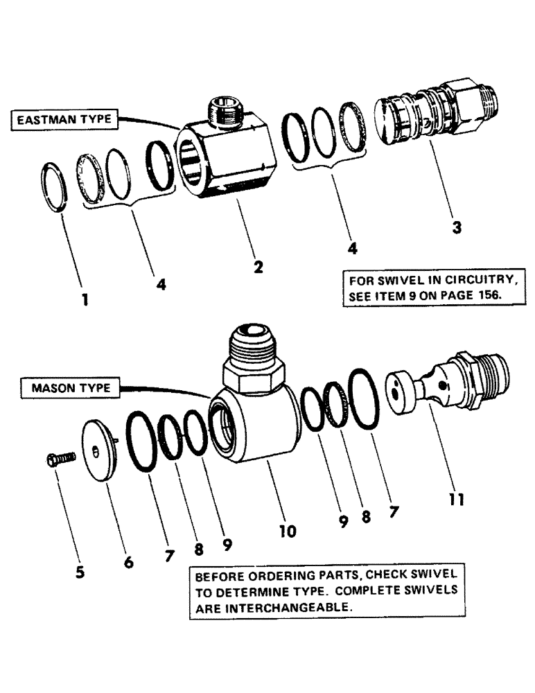 Схема запчастей Case 40BLC - (242) - HYDRAULIC LINE SWIVEL, (USED WITH 16" FELLER BUNCHER HYDRAULIC CIRCUIT) (07) - HYDRAULIC SYSTEM