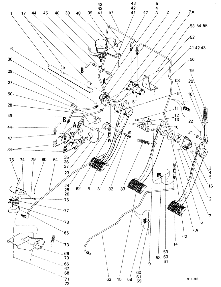 Схема запчастей Case 580F - (116) - BRAKE SYSTEM POWER SHUTTLE MODELS, UP TO NO 3.733.487 (33) - BRAKES & CONTROLS