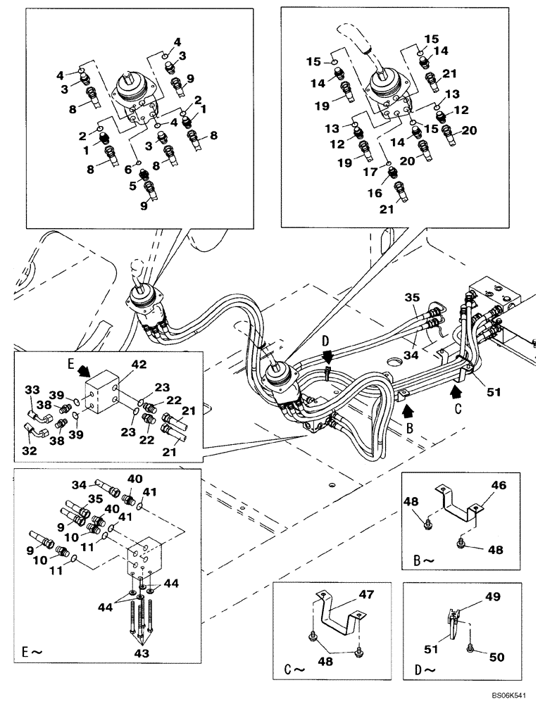 Схема запчастей Case CX210BNLC - (08-16) - PILOT CONTROL LINES, ATTACHMENT - STANDARD (08) - HYDRAULICS