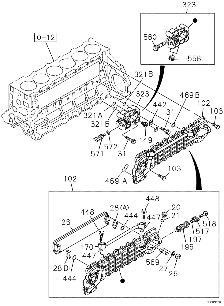 Схема запчастей Case CX290B - (02-29) - OIL COOLER - ENGINE (02) - ENGINE