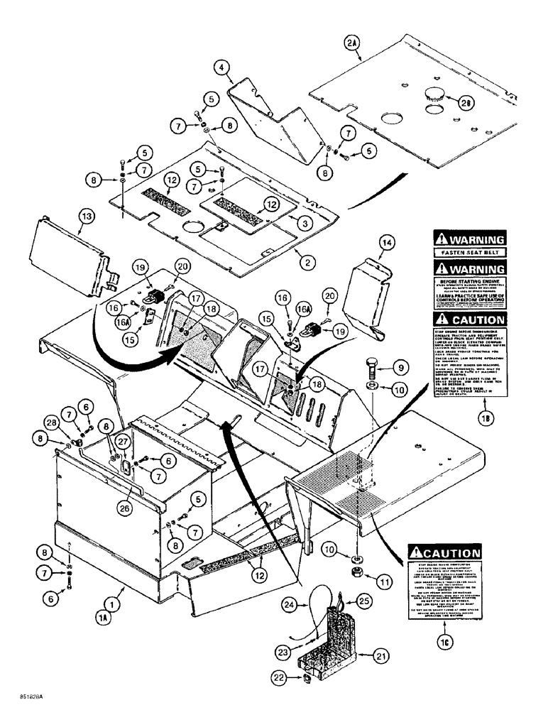 Схема запчастей Case 585E - (9-126) - FENDERS, FLOOR PLATES, AND BATTERY BOX (09) - CHASSIS/ATTACHMENTS
