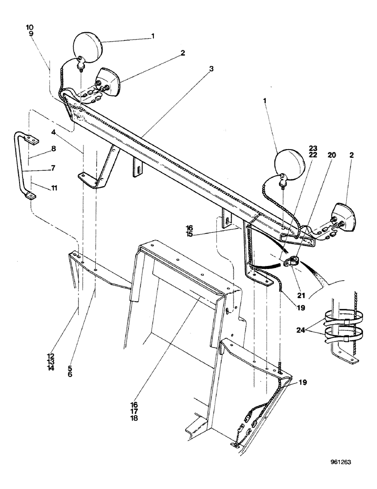 Схема запчастей Case 580G - (078) - TRACTOR LAMP CIRCUIT - WITHOUT CANOPY OR CAB (04) - ELECTRICAL SYSTEMS
