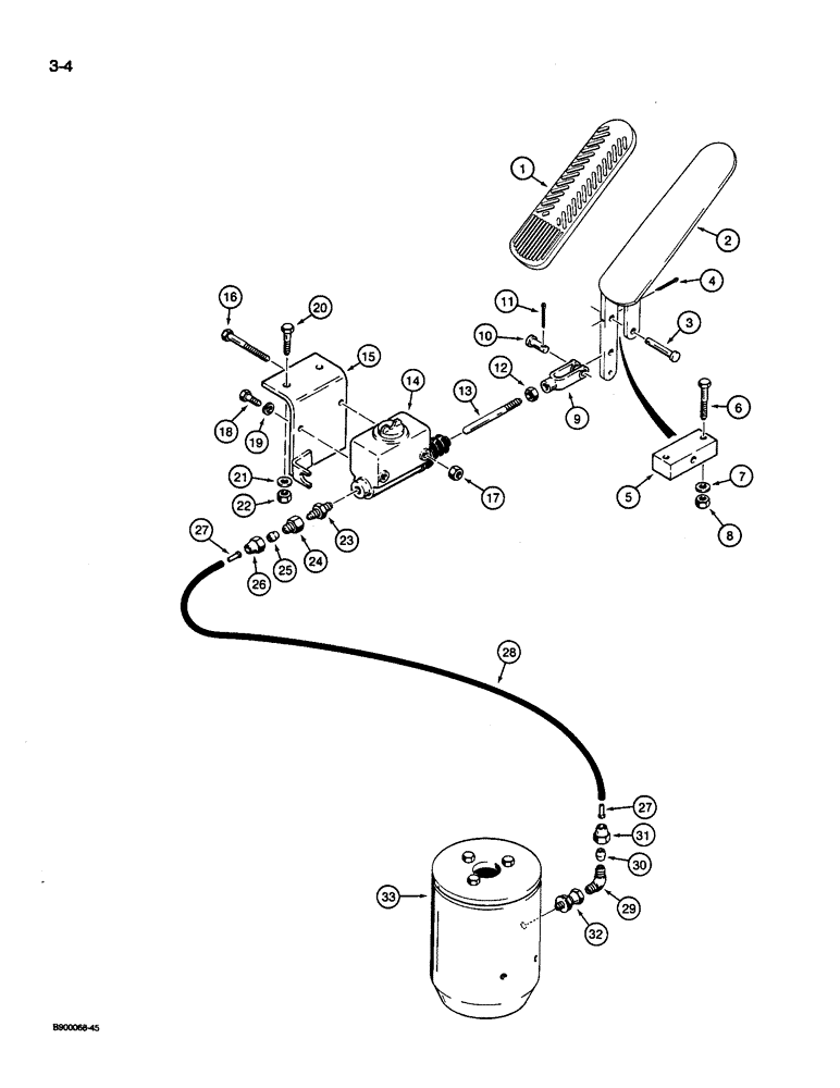 Схема запчастей Case 1085C - (3-04) - ACCELERATOR LINKAGE, ACCELERATOR PEDAL TO UPPER HYDRAULIC SWIVEL (03) - FUEL SYSTEM