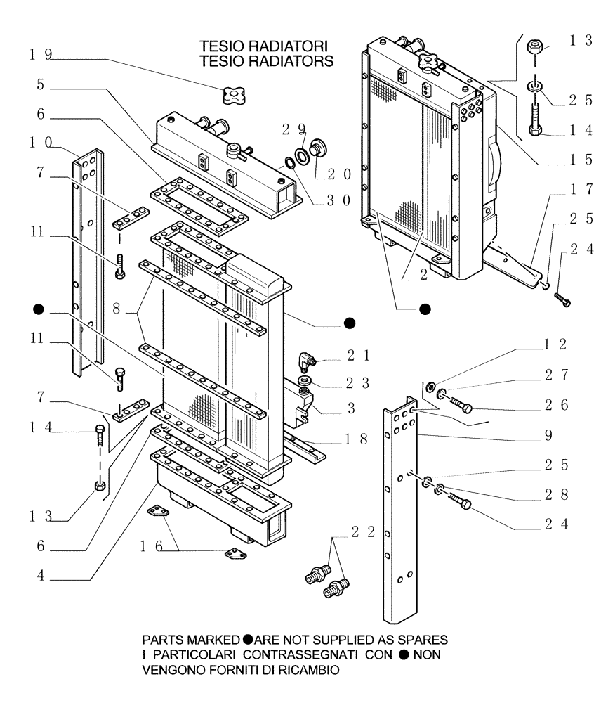 Схема запчастей Case 1850K LT - (0.550[04]) - WATER RADIATOR - COMPONENTS (01) - ENGINE