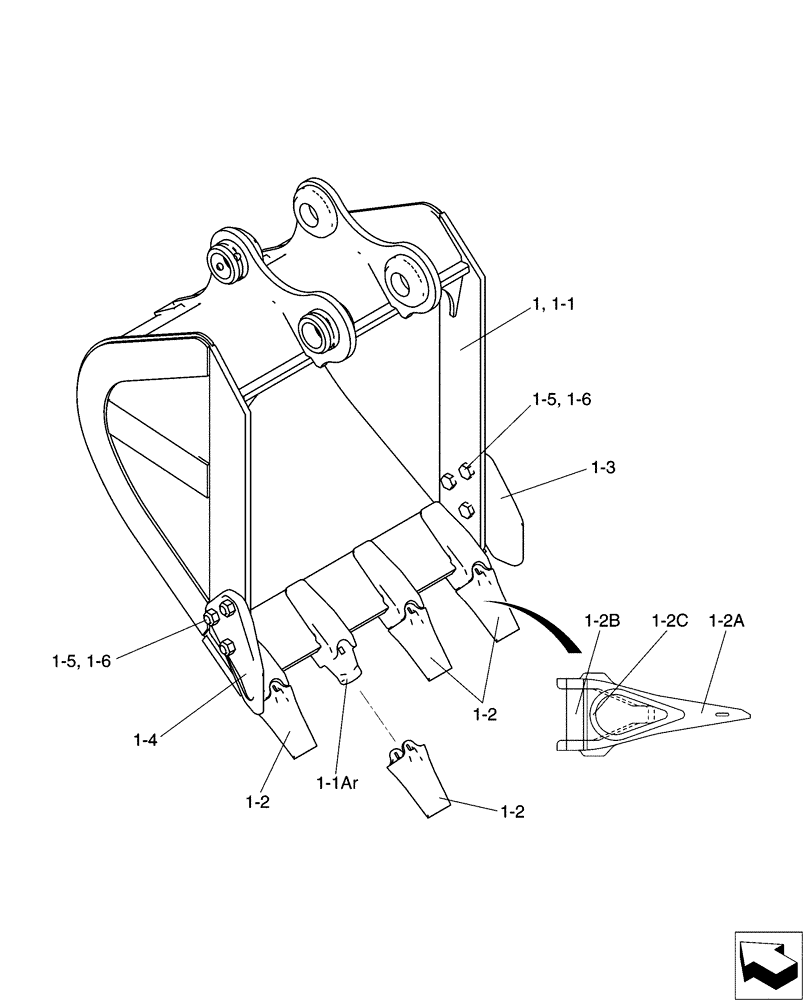 Схема запчастей Case CX50B - (03-020) - BUCKET ASSY, 650W (84) - BOOMS, DIPPERS & BUCKETS