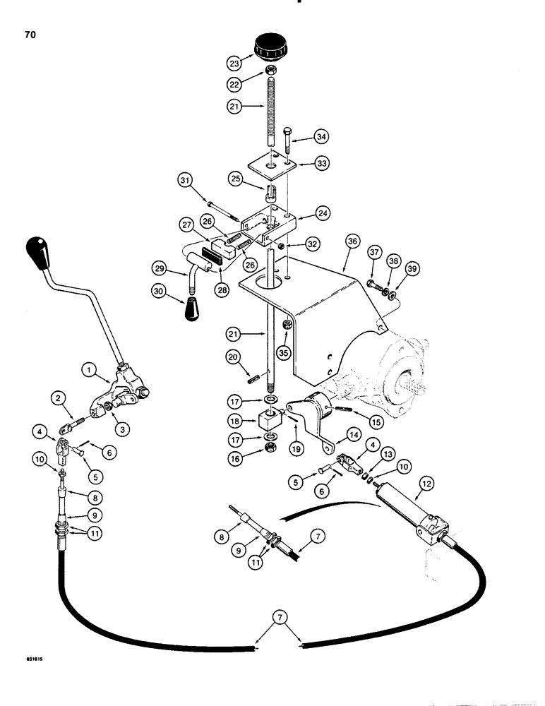 Схема запчастей Case P60 - (070) - FORWARD AND REVERSE CONTROLS, WITH HYDRO-BACK NEUTRAL CENTERING, USED ON 30+4 S/N 1223228 AND AFTER (29) - HYDROSTATIC DRIVE