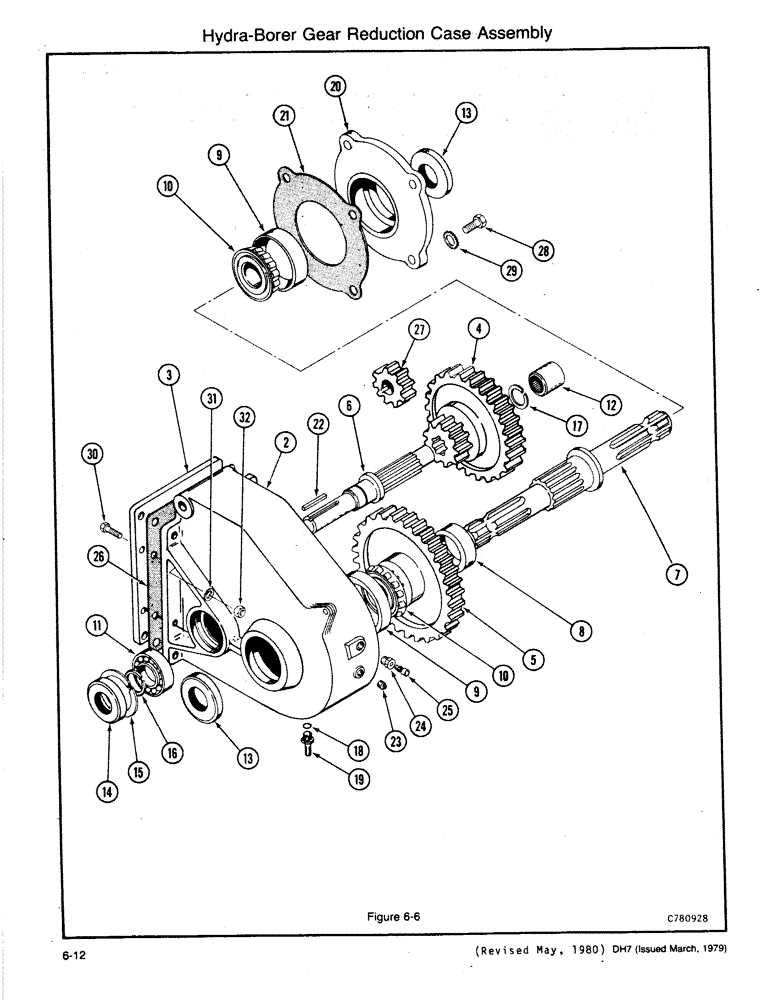 Схема запчастей Case DH7 - (6-12) - HYDRA-BORER GEAR REDUCTION CASE ASSEMBLY (89) - TOOLS