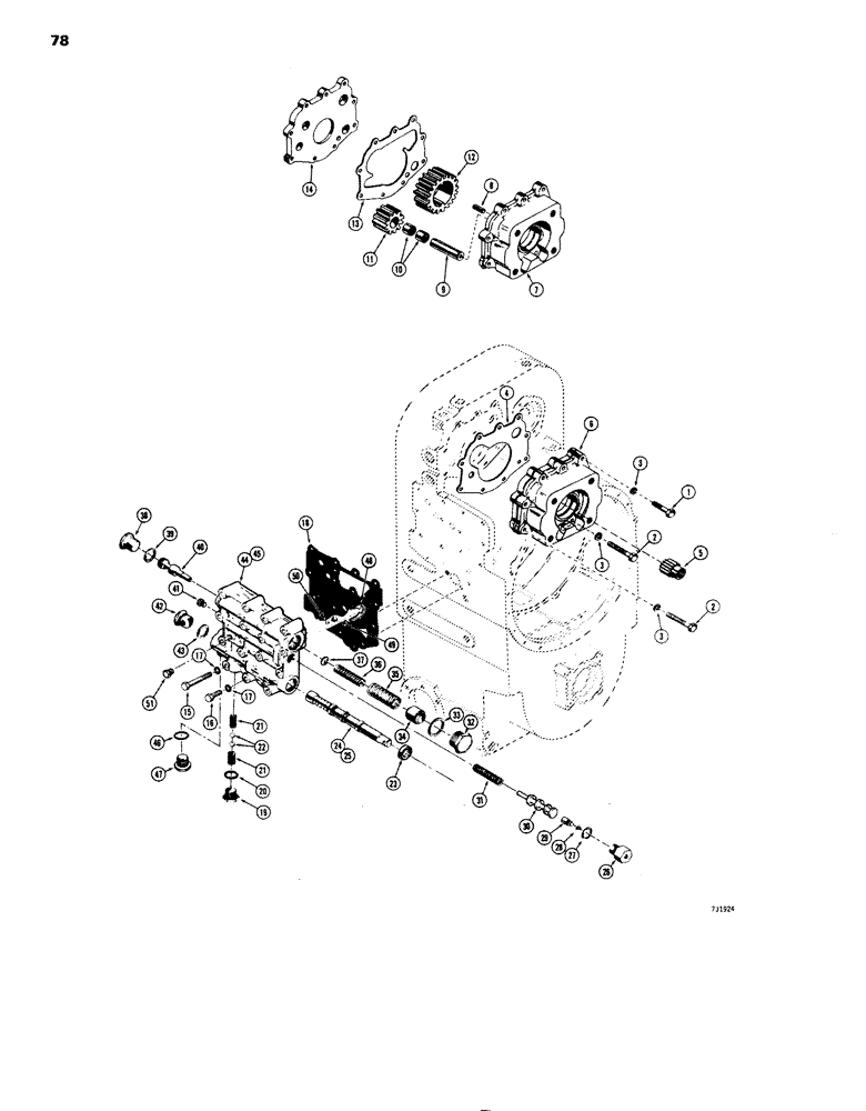 Схема запчастей Case W14 - (078) - L50106 AND L55662 TRANSMISSIONS, CHARGING PUMP, CONTROL (06) - POWER TRAIN